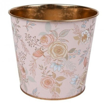 Victorian Roses Printed Metal Bucket