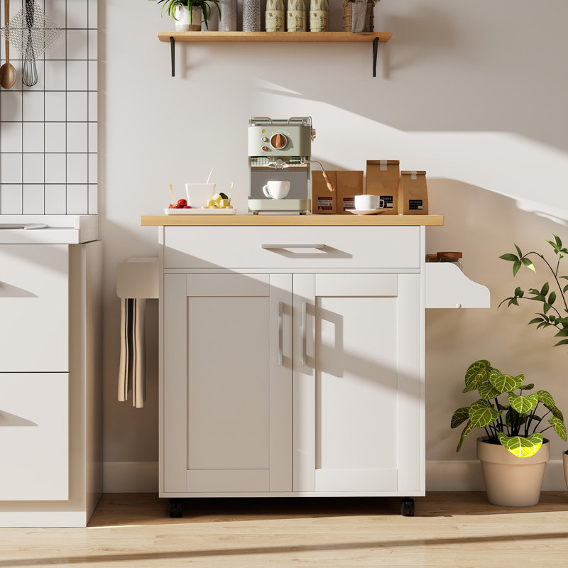 Clemmie Wood Kitchen Island, White
