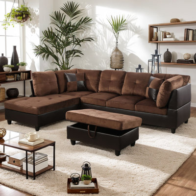 Canapé modulaire avec repose-pieds de rangement 103,5 po Calene