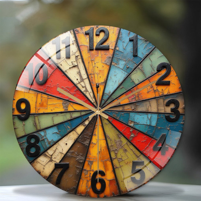Vintage Wall Clock Rustic Home Decor Unique Design Art - 12'' Modern Glass Wall Clock