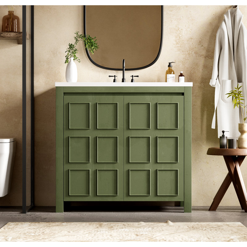 Organisateur de meuble-lavabo 36 po avec lavabo, Vert olive
