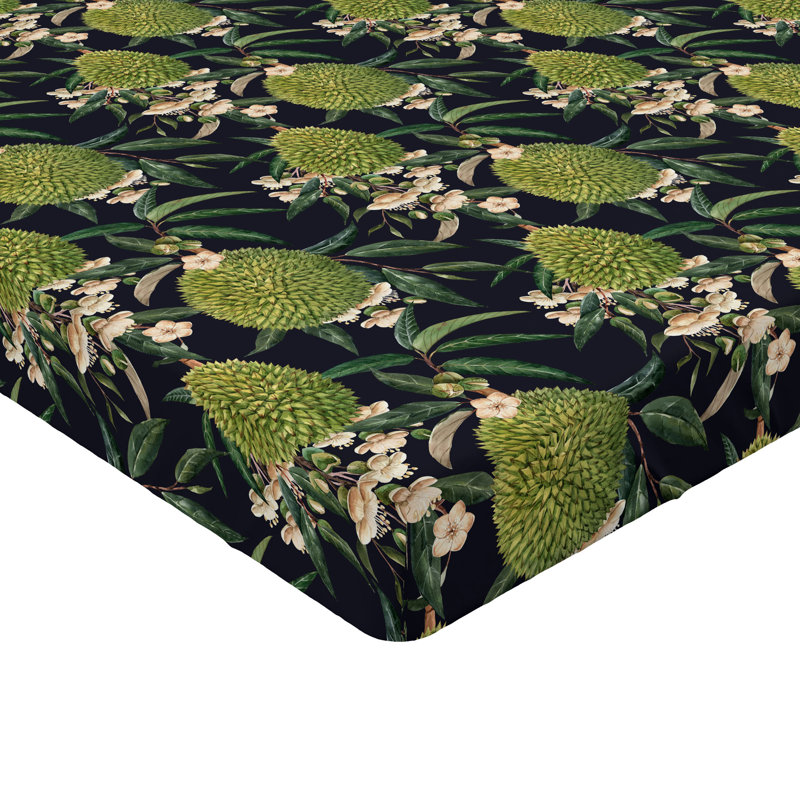 Drap-housse Ambesonne, Vert, bleu foncé, pêche / floral, Drap-housse simple TG