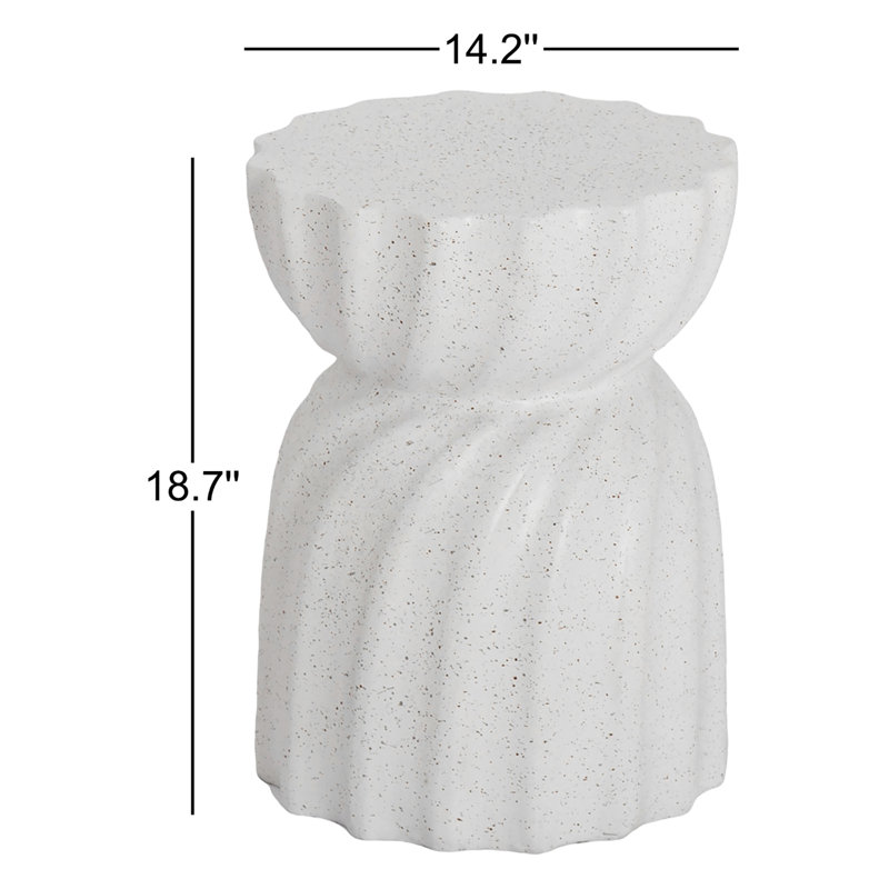 Table d'appoint ronde d'extérieur 14,2 po Canham, Blanc, 1