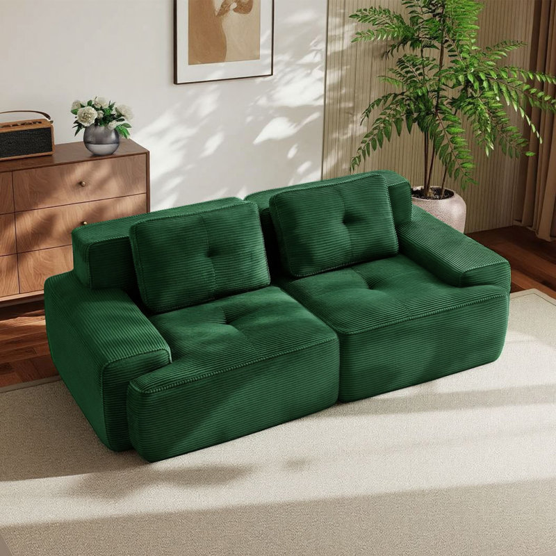 Canapé modulaire en L 82 po, Vert