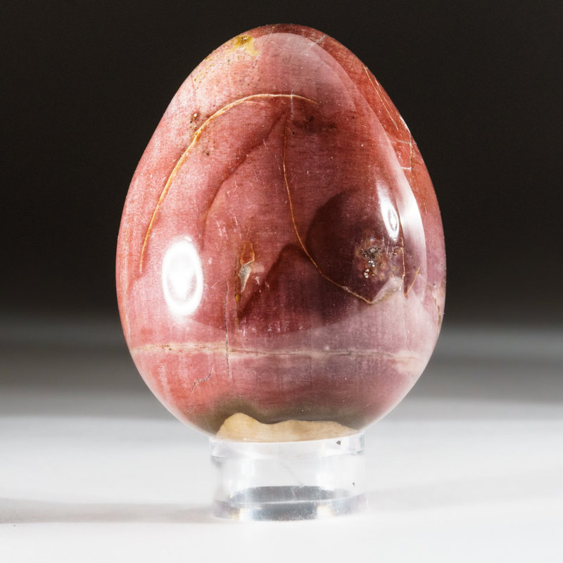 Petrified Wood Egg, 2.75" H x 2" W x 2" D, Red/Yellow/Brown
