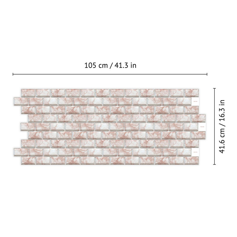 14cm W x 28cm L Aluminum Peel and Stick Subway Tile