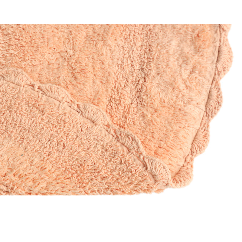 Tapis de bain demi-cercle en dentelle crochetée, Pêche