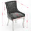De 2 chaises de salle à manger en chenille américaine moderne, tissu texturé noir, garniture de rivets, pieds incurvés dorés et fabrication pour utilisation-1424107025