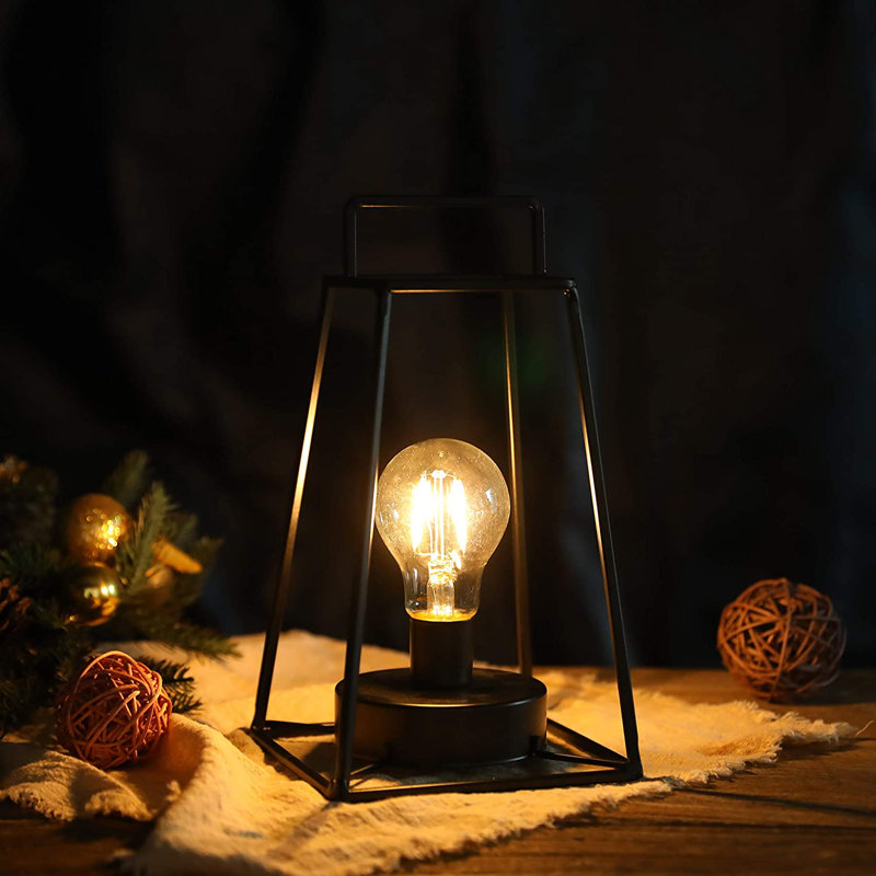 12" H Retro Style Geometric Table Lamp with 6-Hours Timer