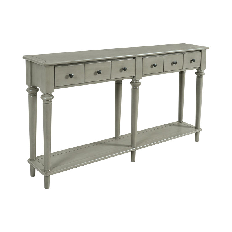 Table d'entrée avec 4 tiroirs, console rétro avec tablette ouverte pour les entrées, les salons et les couloirs (gris délavé)