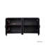Buffet autoportant à 4 portes avec tablettes ouvertes, rangement durable et élégant pour le salon, le bureau et la chambre à coucher-1391778813