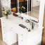 110cm White Dressing Table with LED Mirror, 9 Drawers & Tempered Glass Top - USB Charging Vanity