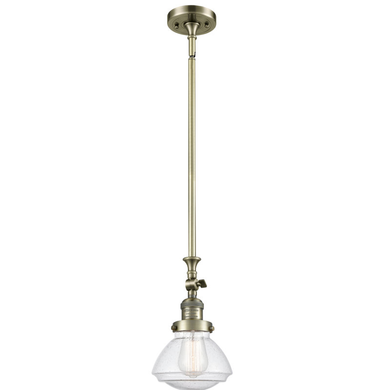 Luminaire suspendu simple à 1 lumière Chesterville, Grainé, Ampoule non incluse, Laiton antique