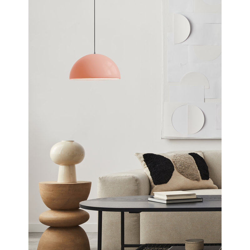 Luminaire suspendu en dôme à 1 lumière de la collection Leni, Cuivre antique, Chrome poli, Oui