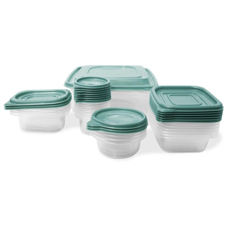 Plastic Food Storage Container Set - 21-Pack, Green
