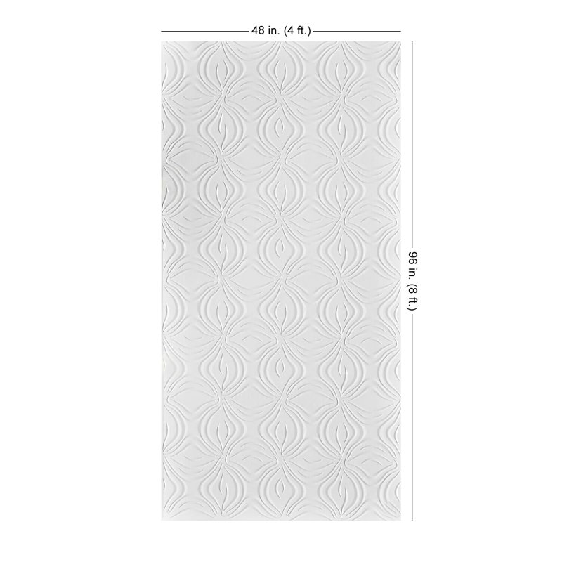 Dogwood MirroFlex x 8 pi Panneaux muraux 3D en PVC Glue Up 96 pieds carrés, Blanc hivernal