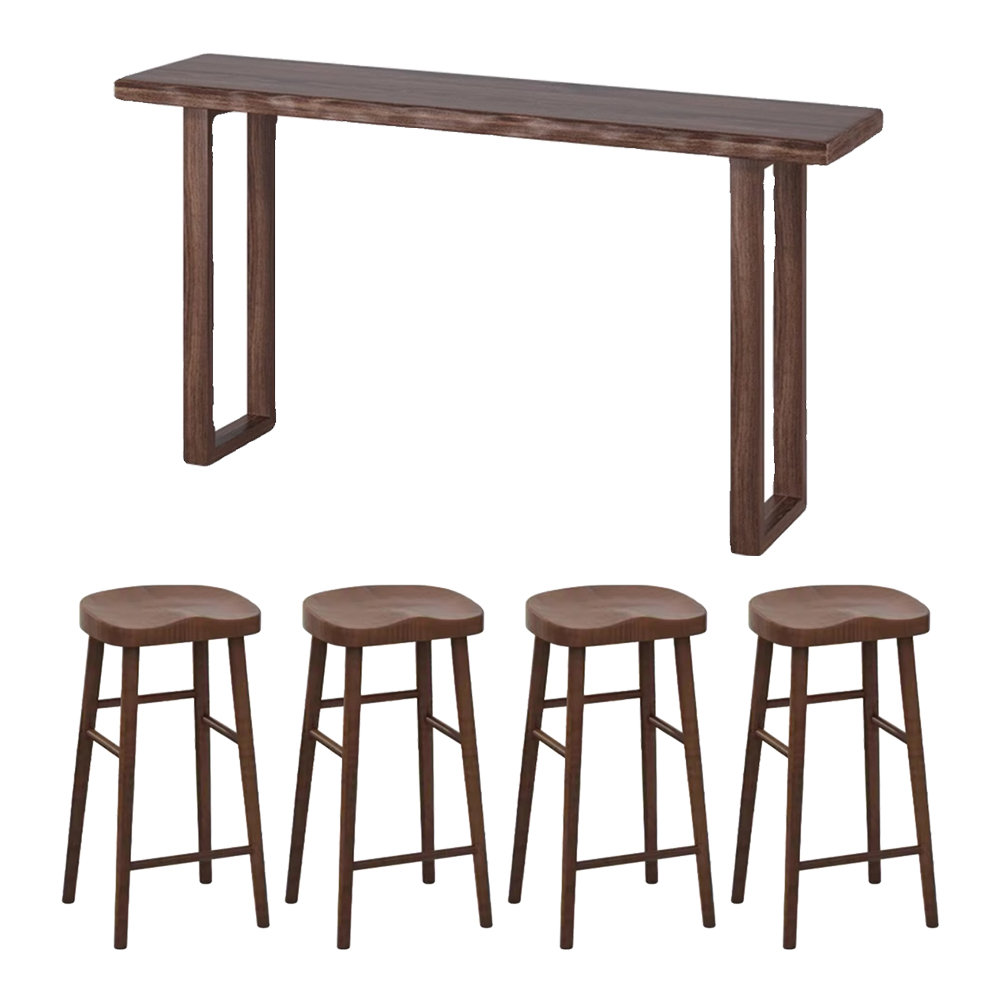 Red Barrel Studio Tall solid wood bar counter tables and chairs ...