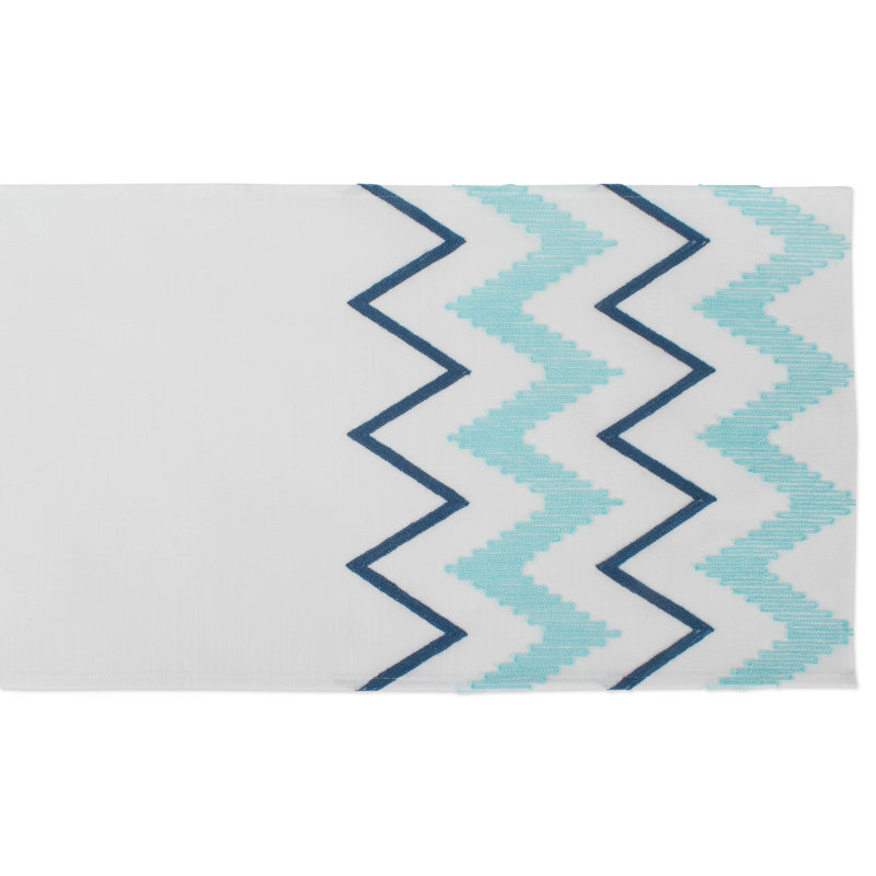 Wildwood Embroidered Chevron Table Runner, Off White