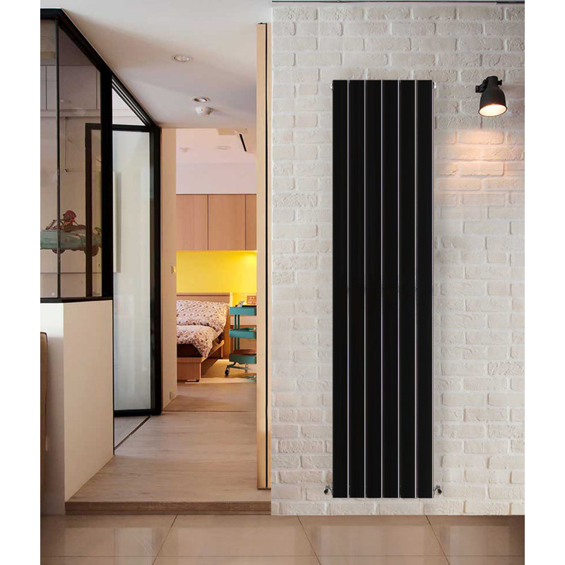 Shonna Vertical Double Flat Panel Radiator, Normal Black, 160cm H x 40.8cm W