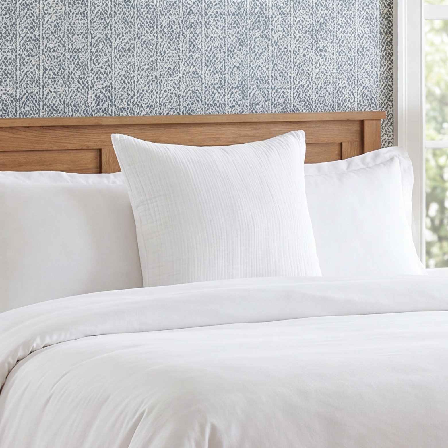 Daila Linen Blend Shams, Euro, White