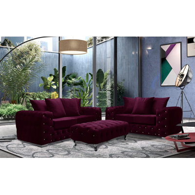 Pham 3 - Piece Velvet Living Room Set