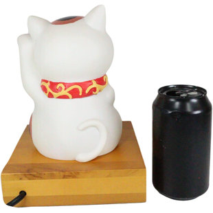 Japanese Lucky Charm White Beckoning Cat Maneki Neko Money Bank 8.5H