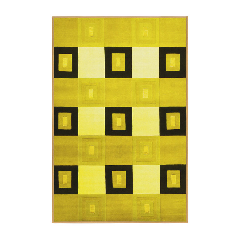 Tapis contemporains jaunes lavables à la machine 805, Rectangle 2 pi x 4 pi