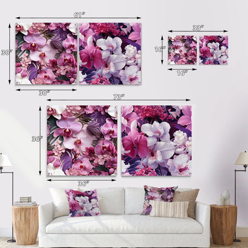 Craton - Ensemble d'art mural en verre acrylique Coastal Tropical, H 36 po x l 73 po