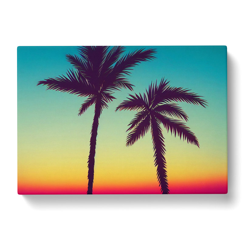 Showstopping Palm Tree Sunset - Wrapped Canvas, 50cm H x 76cm W x 3cm D