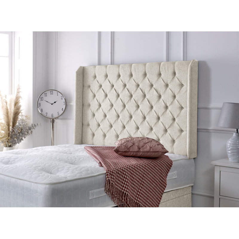 Upholstered Headboard, Double (4'6), Cream Chenille