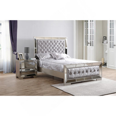 Sleek Silver Champagne Contemporary Bed