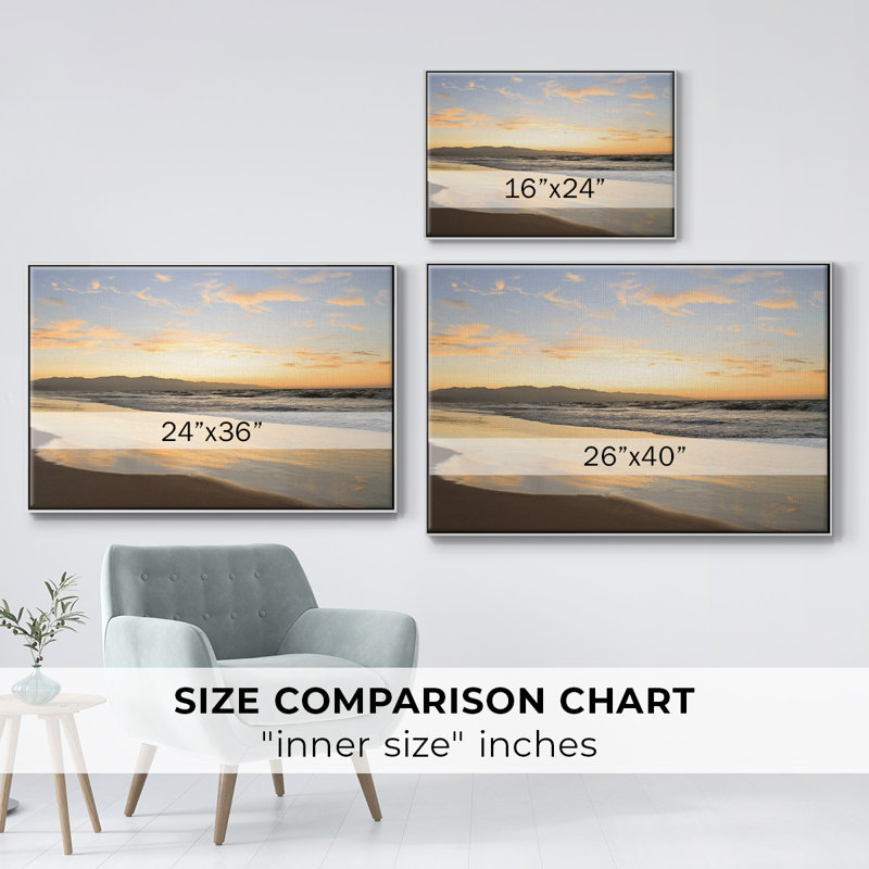 Peaceful Shore, peinture sur toile encadrée, Cadre blanc, H 27 po x l 41 po x P 2 po