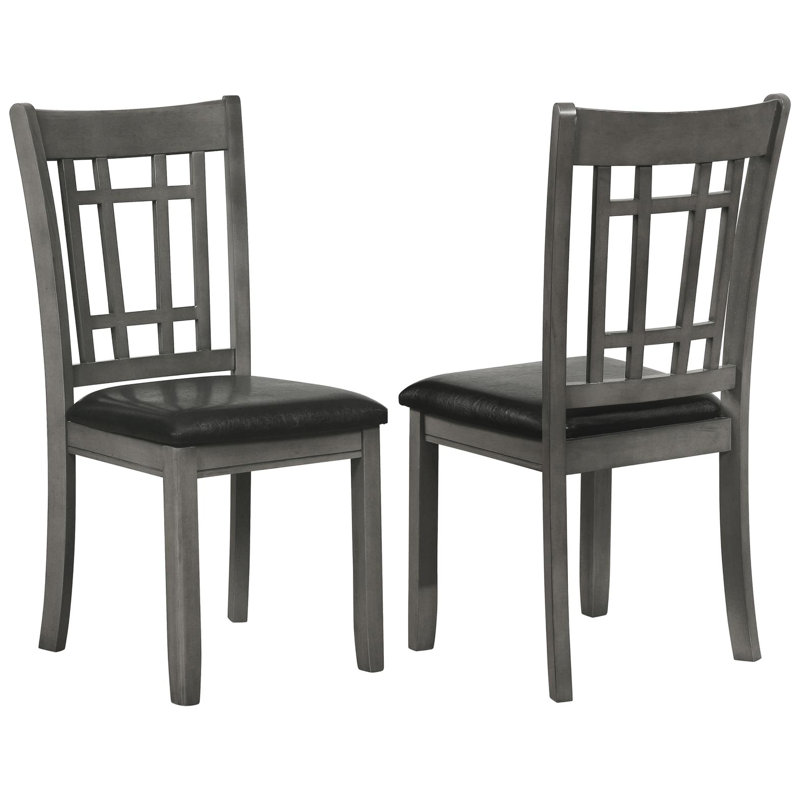 2 chaises d'appoint - gris moyen, dossier noir, sièges rembourrés de mousse pour une salle à manger confortable de 2 personnes, coussin de siège