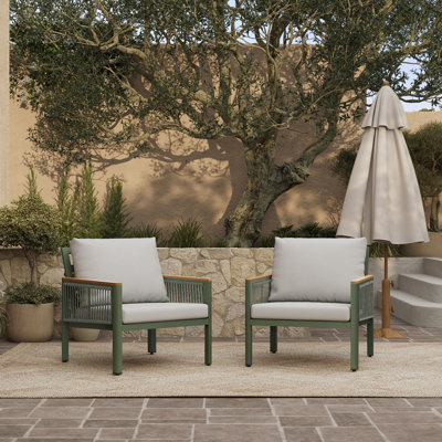 17.7" H 2-Piece Outdoor Club Chairs with Cushions