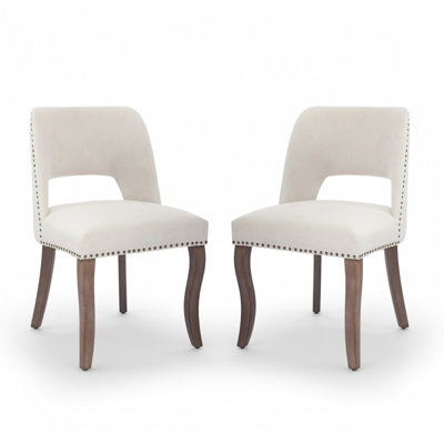 Wooden Upholstered Dining Chairs Set Of 2