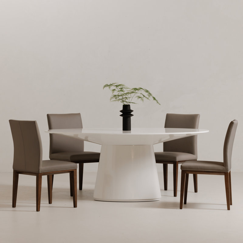 Royale Round Pedestal Dining Table, White, 29.5" H x 43" W x 71" L