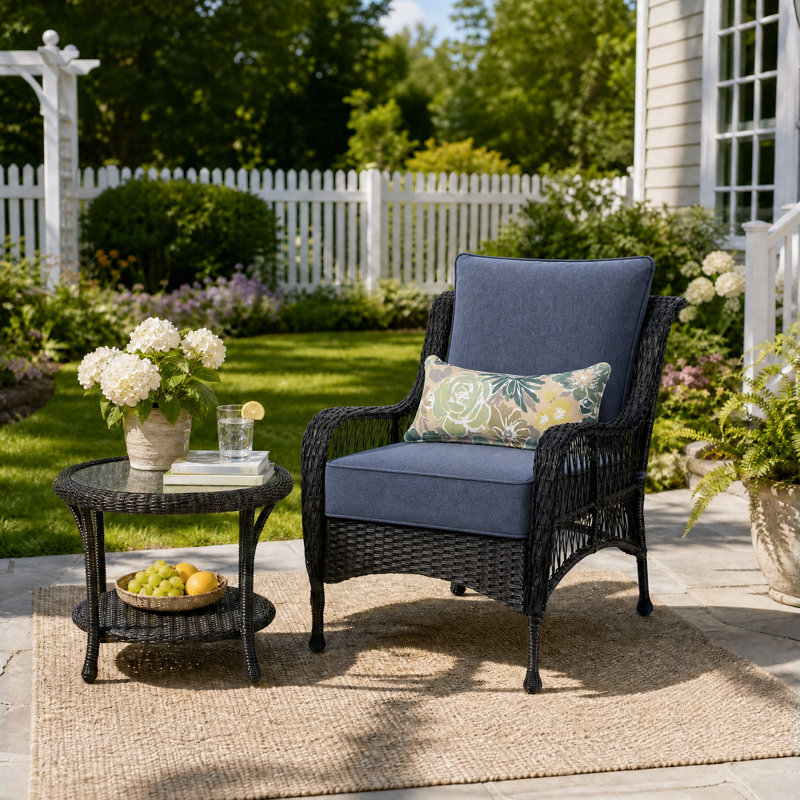  Outdoor Seat/Back Cushion, 22" W x 24" D, Chambray Blue