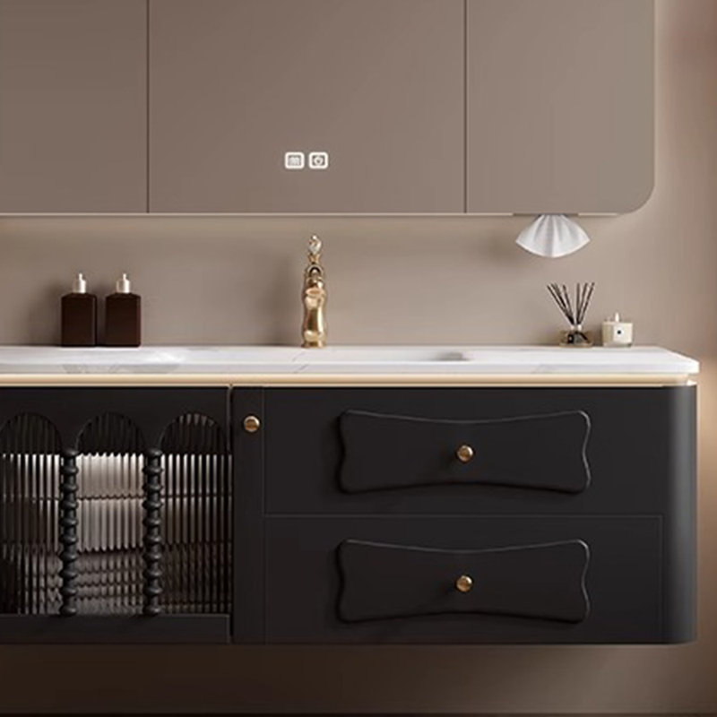 American retro style bathroom cabinet., Black, 59.06"