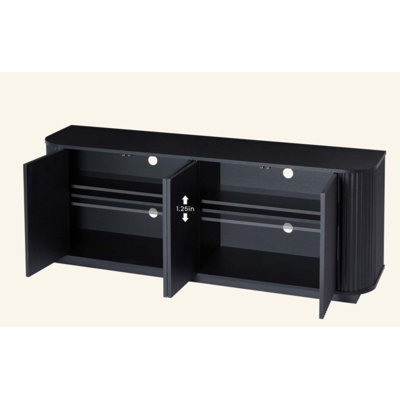 Meuble télé avec buffet à motif ondulé et armoire à rayures verticales en bois pour cuisine / chambre à coucher / vestibule.