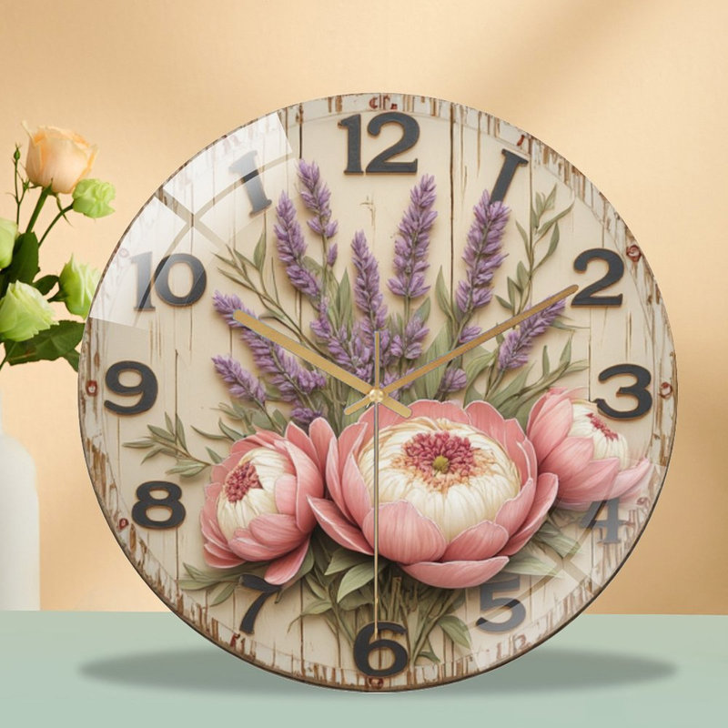 Horloge florale avec horloge murale moderne en verre 12 po