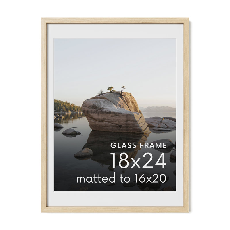 Cadre photo en bois massif avec verre, L 18 po x H 24 po, Beige