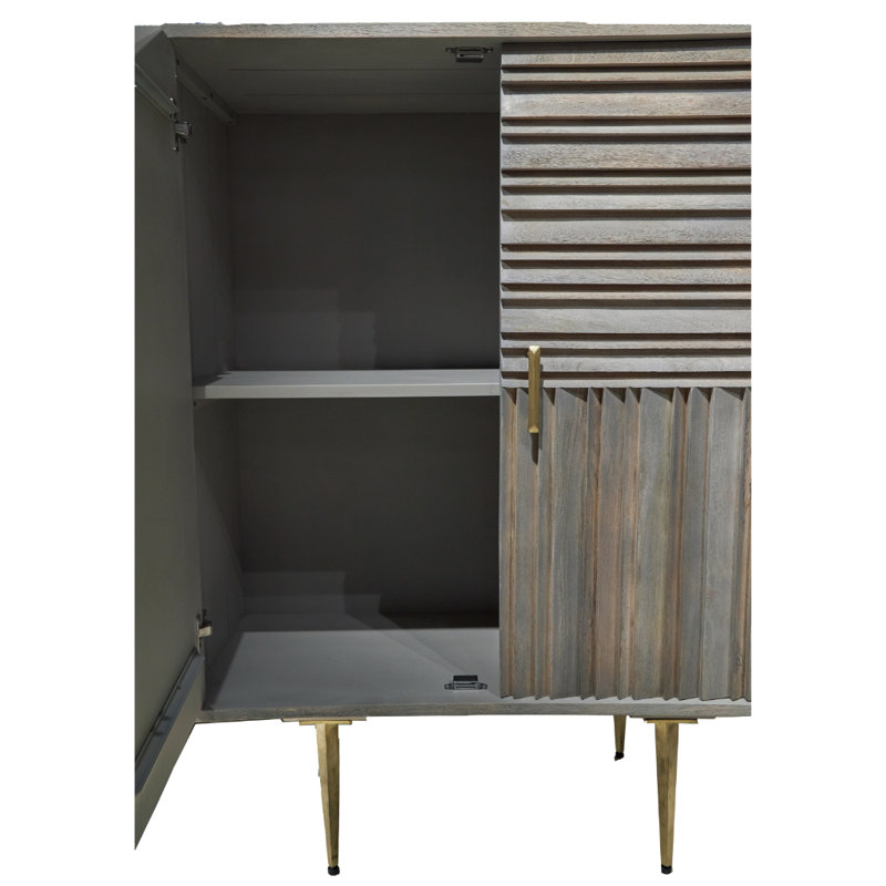 Lap Panel Accent Chest In Aged Taupe With Brass Legs