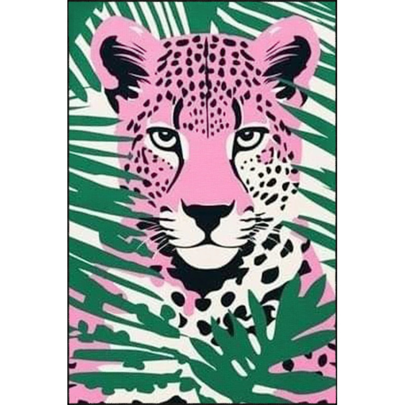 Tapis tissé à motif de tigre rose, Rectangle 2 pi 4 po x 4 pi