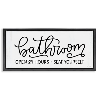 Bathroom Seat Yourself Framed Floater Canvas Wall Art by Imperfect Dust