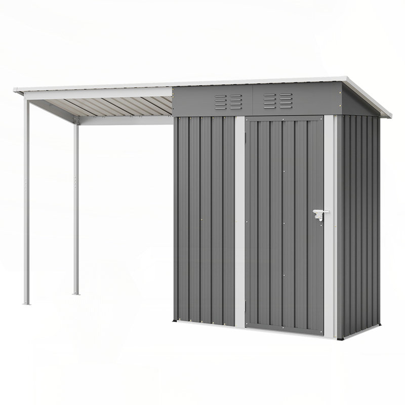 Durable 5x3FT Galvanized Steel Shed Gazebo Combo, Easy Assembly for All-Weather Storage and Outdoor Living