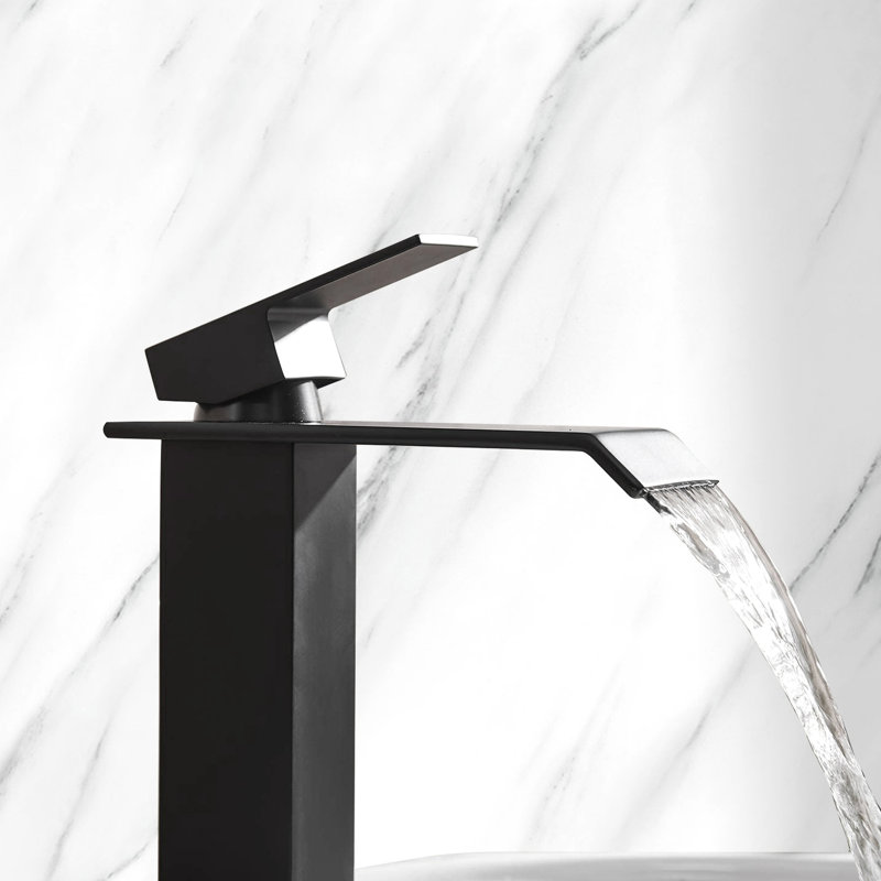 Robinet de douche noir mat - bec cascade, poignée simple, robinet simple à température d'eau réglable noir, température