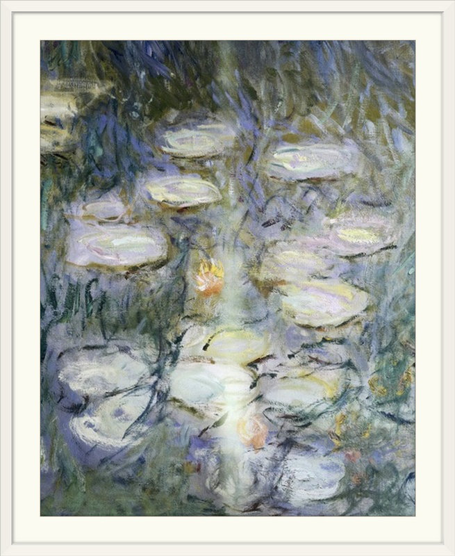 «Waterlilies, Morning» par Claude Monet, reproduction d'art, Cadre blanc, H 28 po x l 24 po x P 1 po