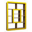 Bibliothèque moderne avec de nombreuses tablettes, finition noyer et jaune, 42,7 x 55,1 x 8,6 pouces | 100% panneau de particules enduit de mélamine, épaisseur: 0,7 pouce | Conception murale, parfaite pour la maison ou le bureau, solution de rangement élégante et fonctionnelle-1786900078