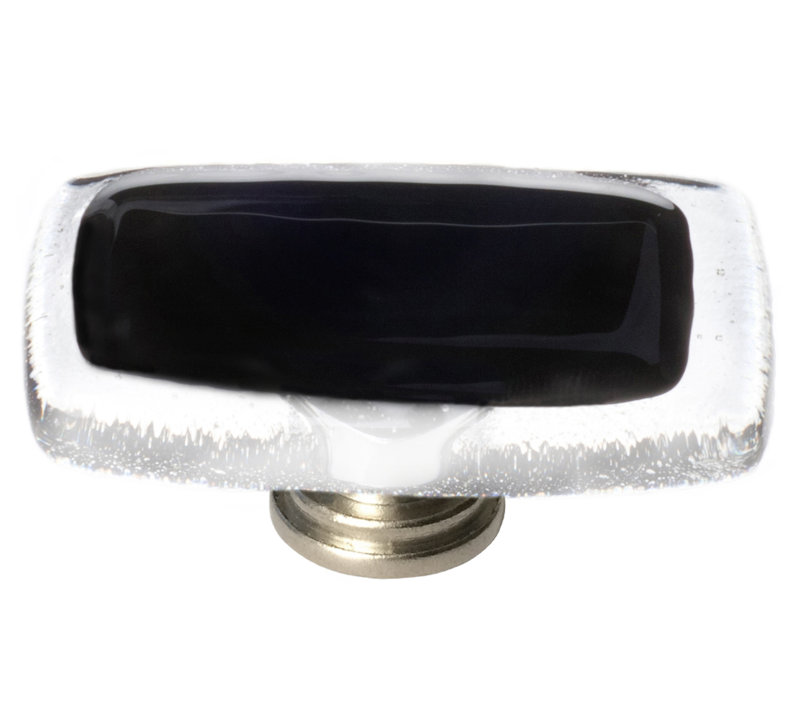 Reflective Rectangular Knob, Satin Nickel, Black
