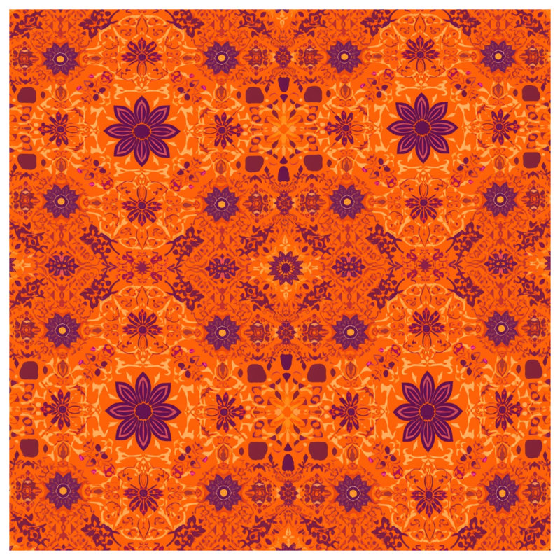 Coussins décoratifs oranges et mauves à motif mandala, 14 X 14 pouces
